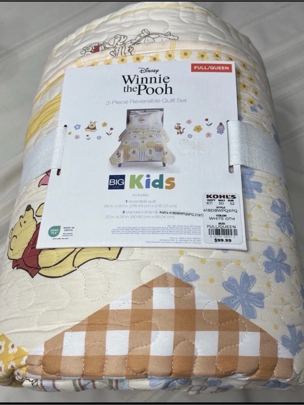 Disney Winnie The Pooh 3 Piece Reversible Quilt Set Full/Queen New in Tags